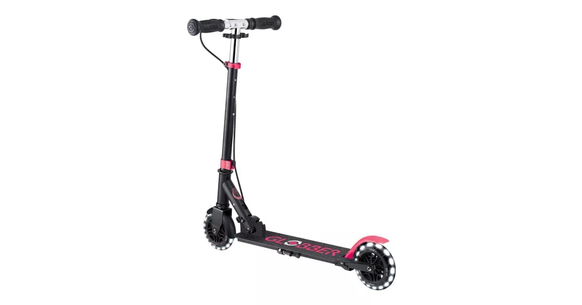 Самокат Globber FLOW ELEMENT JUNIOR LIGHTS — чорно-рожевий, рожевий, 2025